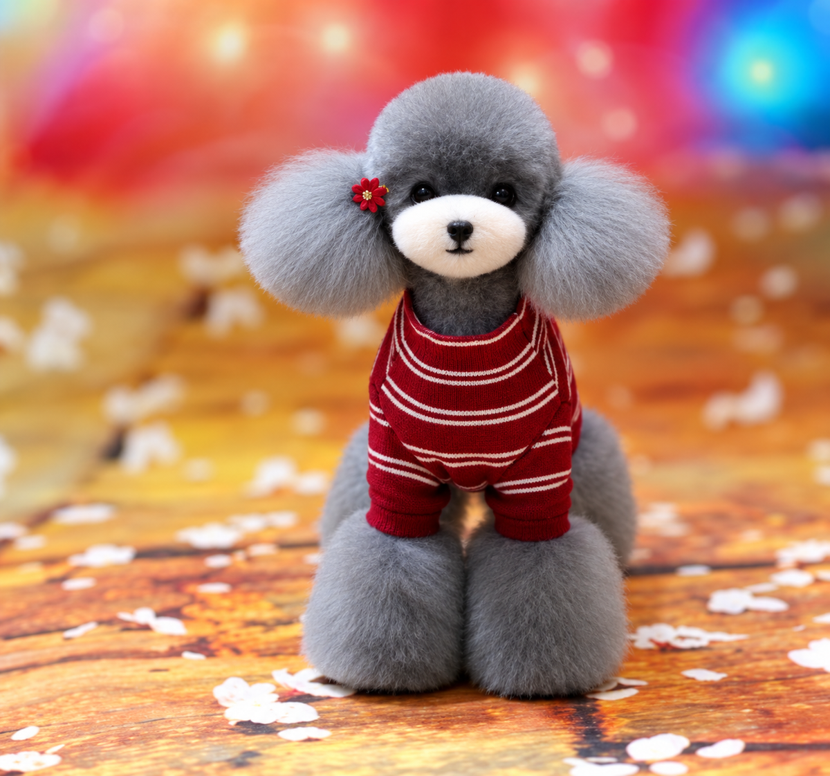 Teddy full-body fur, grey-white