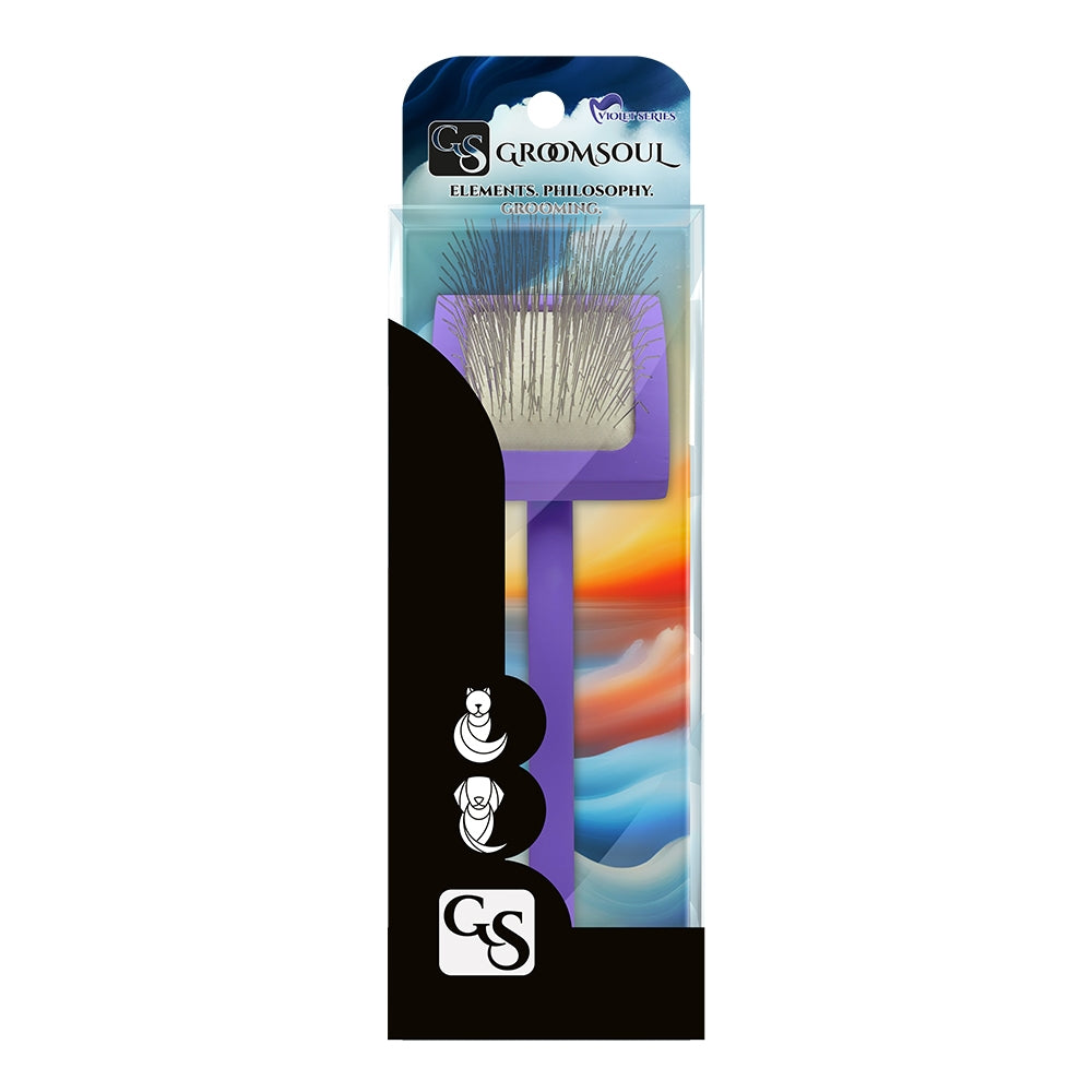 Slicker brush for animals with long pins, Groom Soul Violet Series, size S