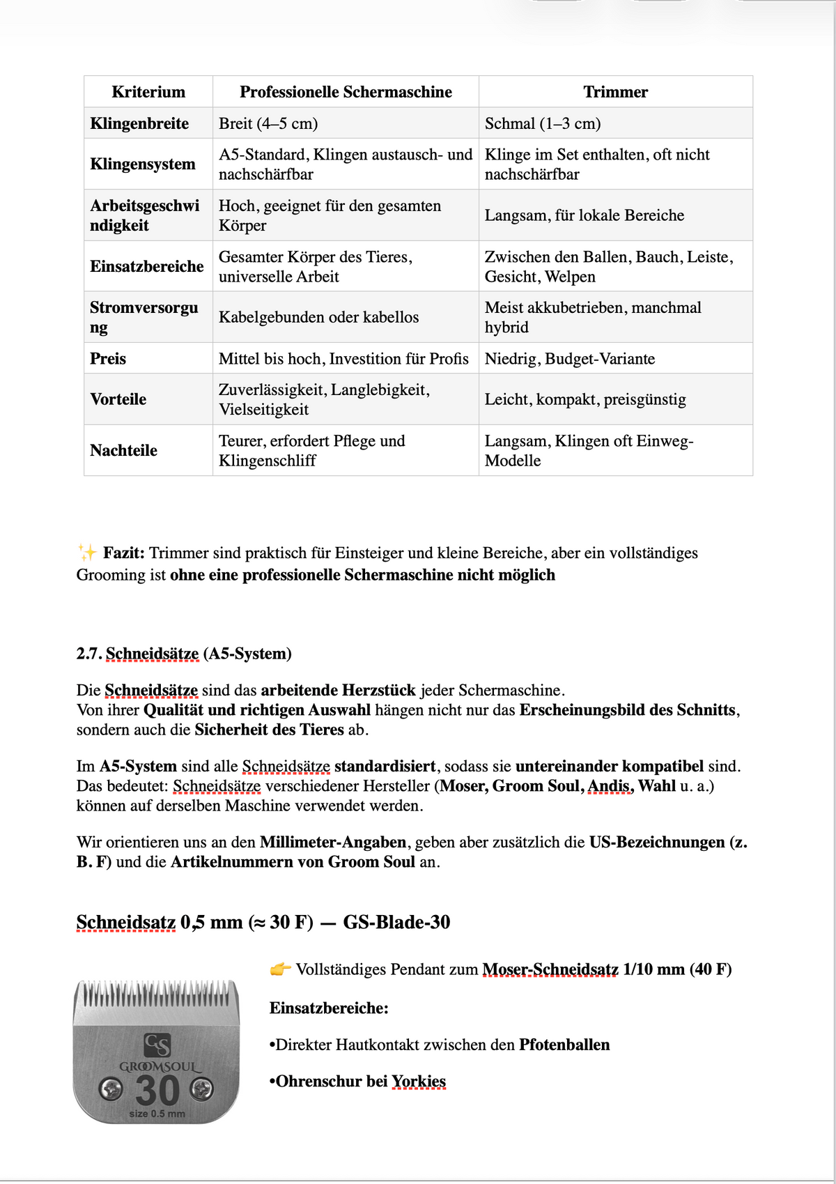 Professional Grooming Handbook – in German