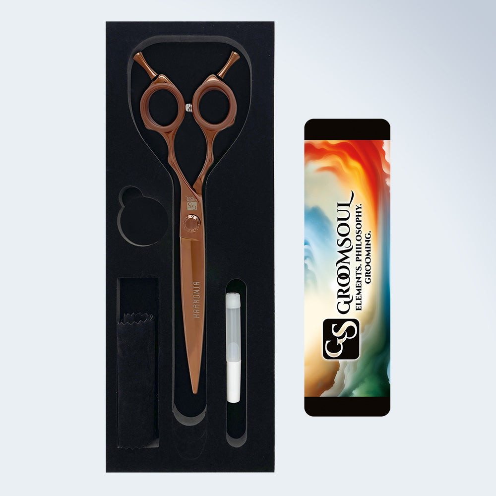 Groom Soul Harmonia micro-serrated grooming scissors, 7 inches