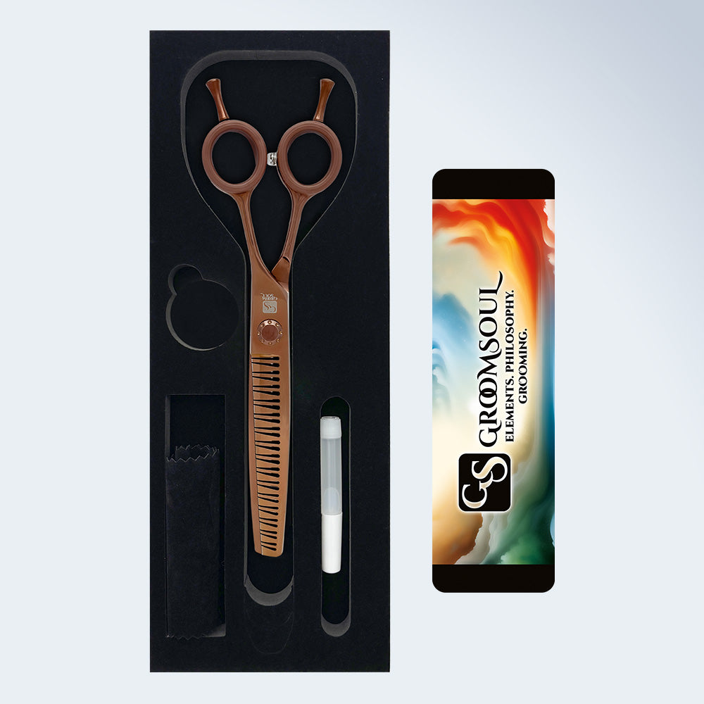 Groom Soul Harmonia Curved Chunking Scissors for Dog Grooming, 7 inches