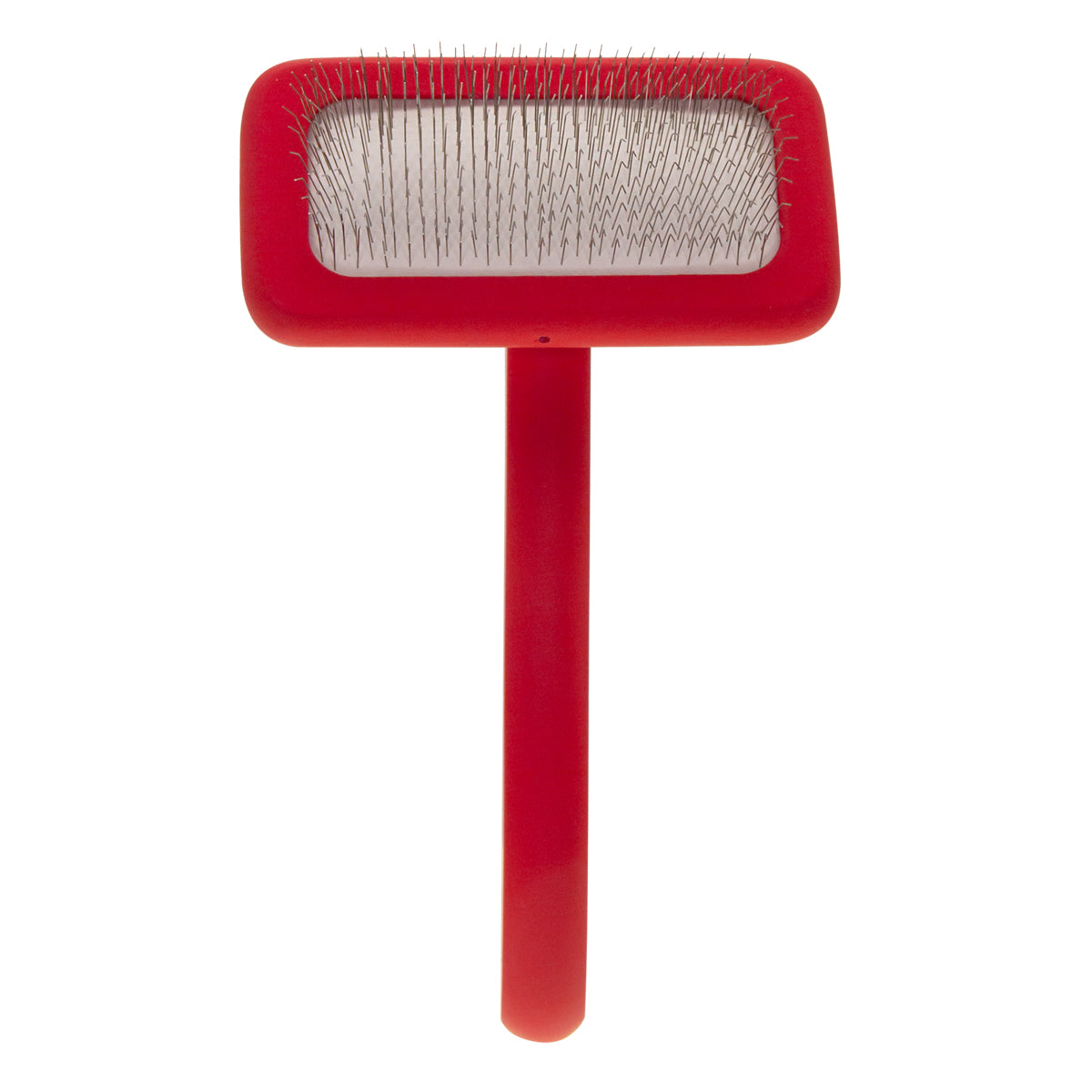 Small slicker brush for animals with medium-length bristles Groom Soul Natural Series Soft Pins Red