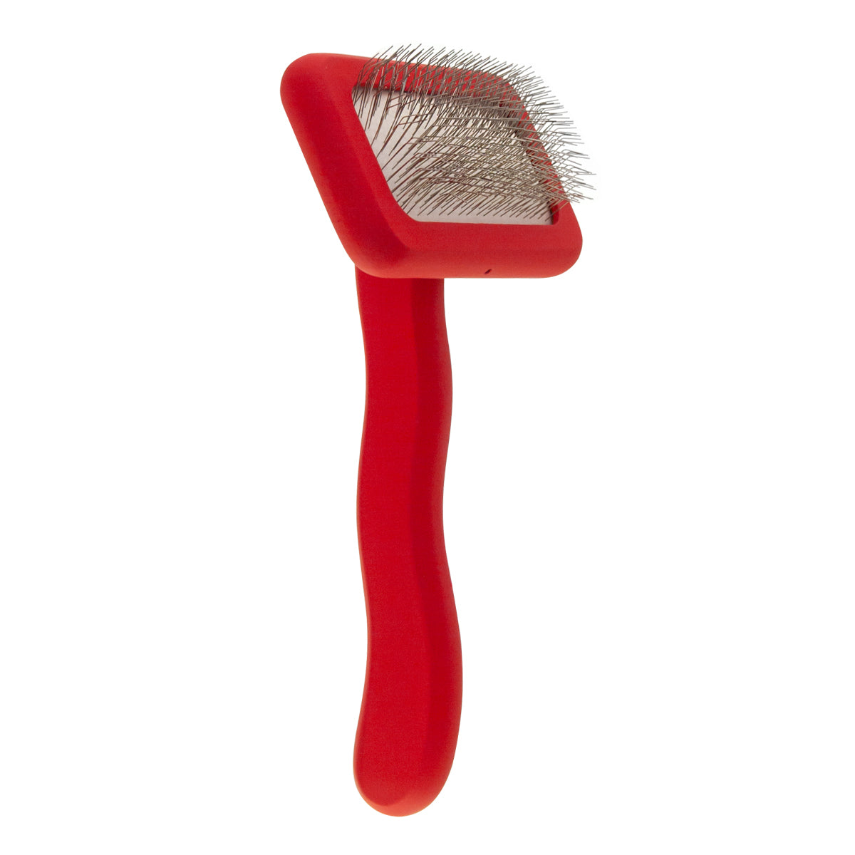 Small slicker brush for animals with medium-length bristles Groom Soul Natural Series Soft Pins Red