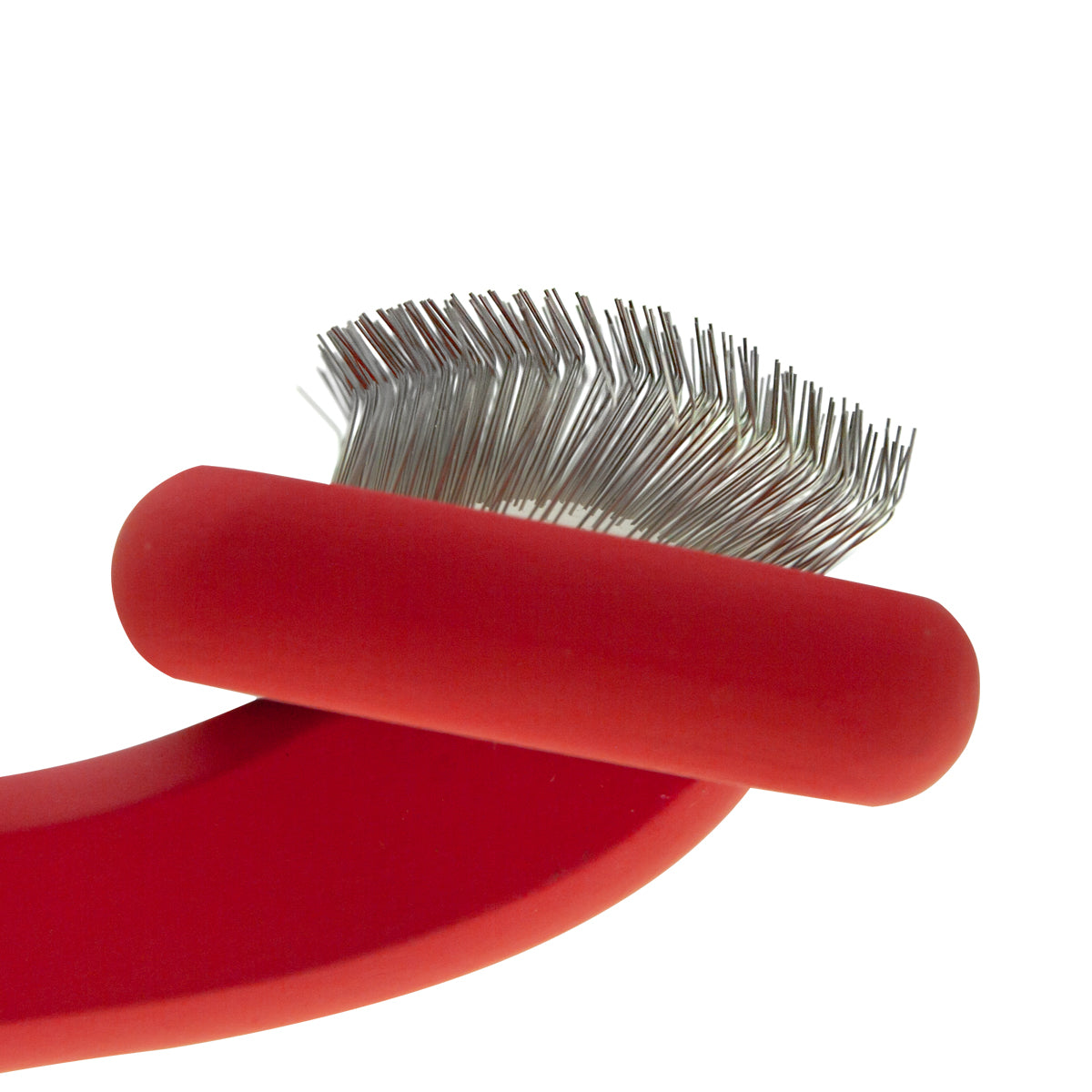 Small slicker brush for animals with medium-length bristles Groom Soul Natural Series Soft Pins Red