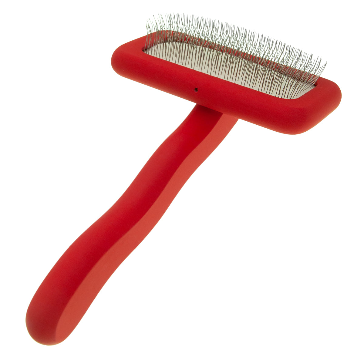 Small slicker brush for animals with medium-length bristles Groom Soul Natural Series Soft Pins Red