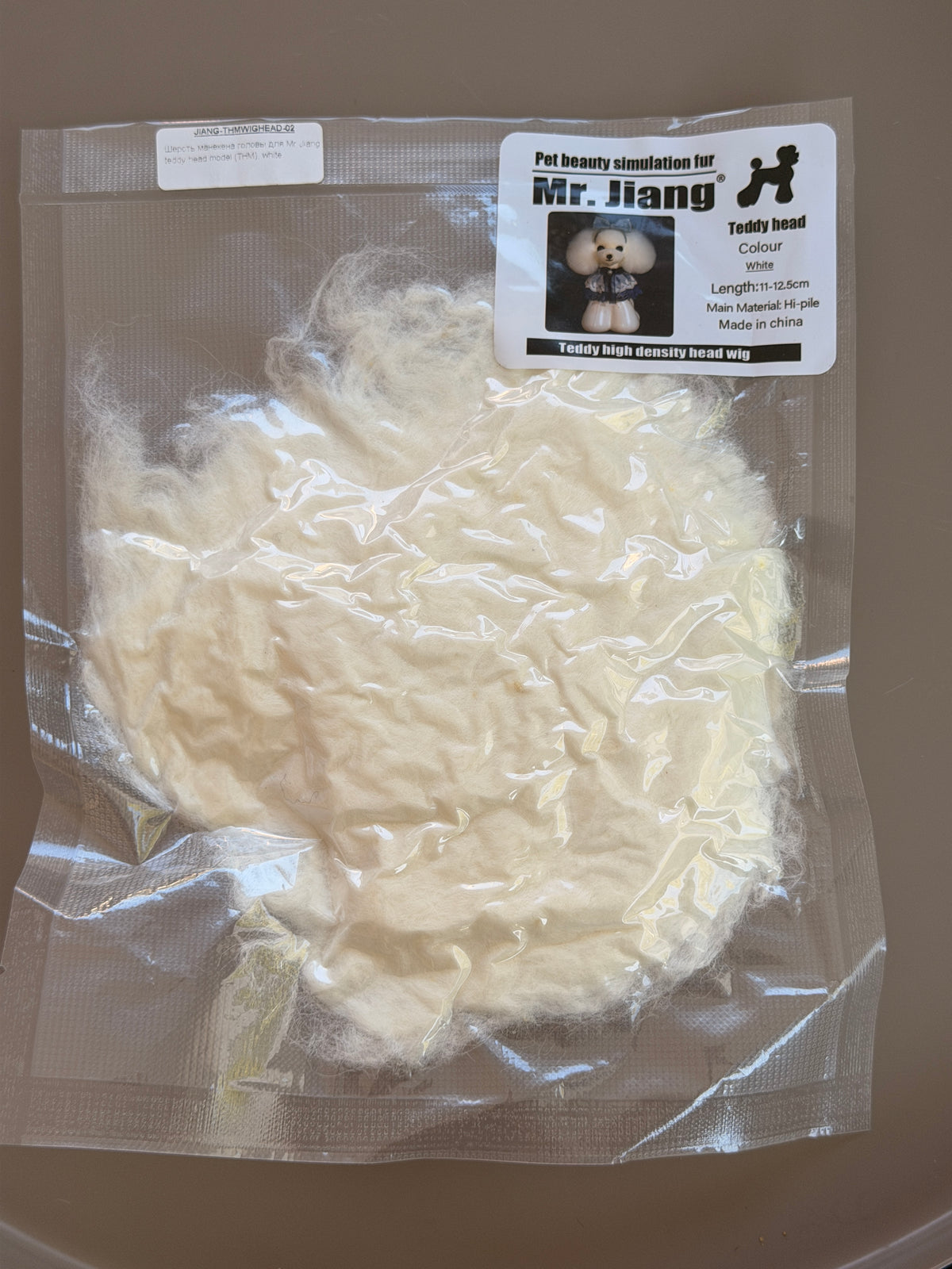 Teddy head fur, white – ears down
