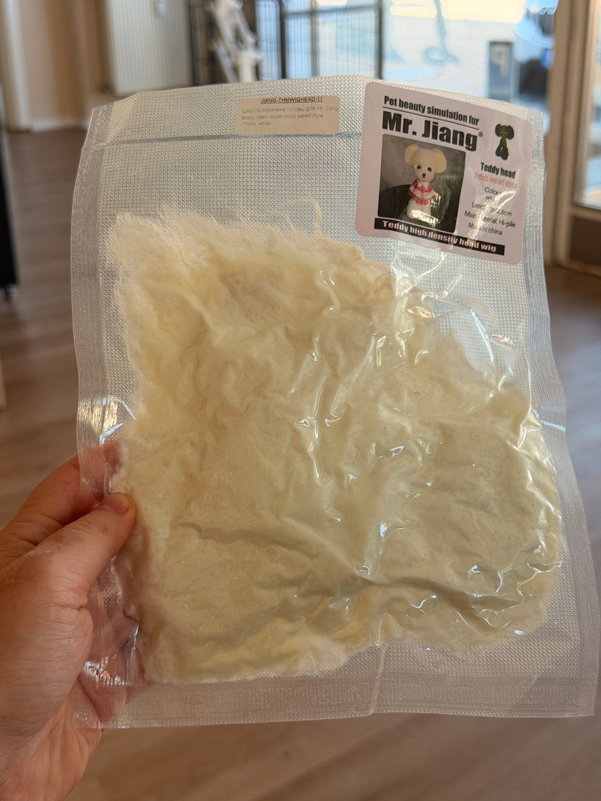 Teddy head fur, white – ears up