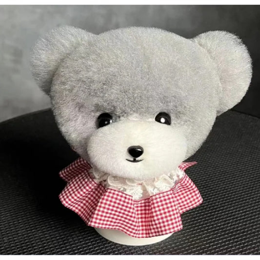 Teddy head fur with upright ears, gray with white muzzle