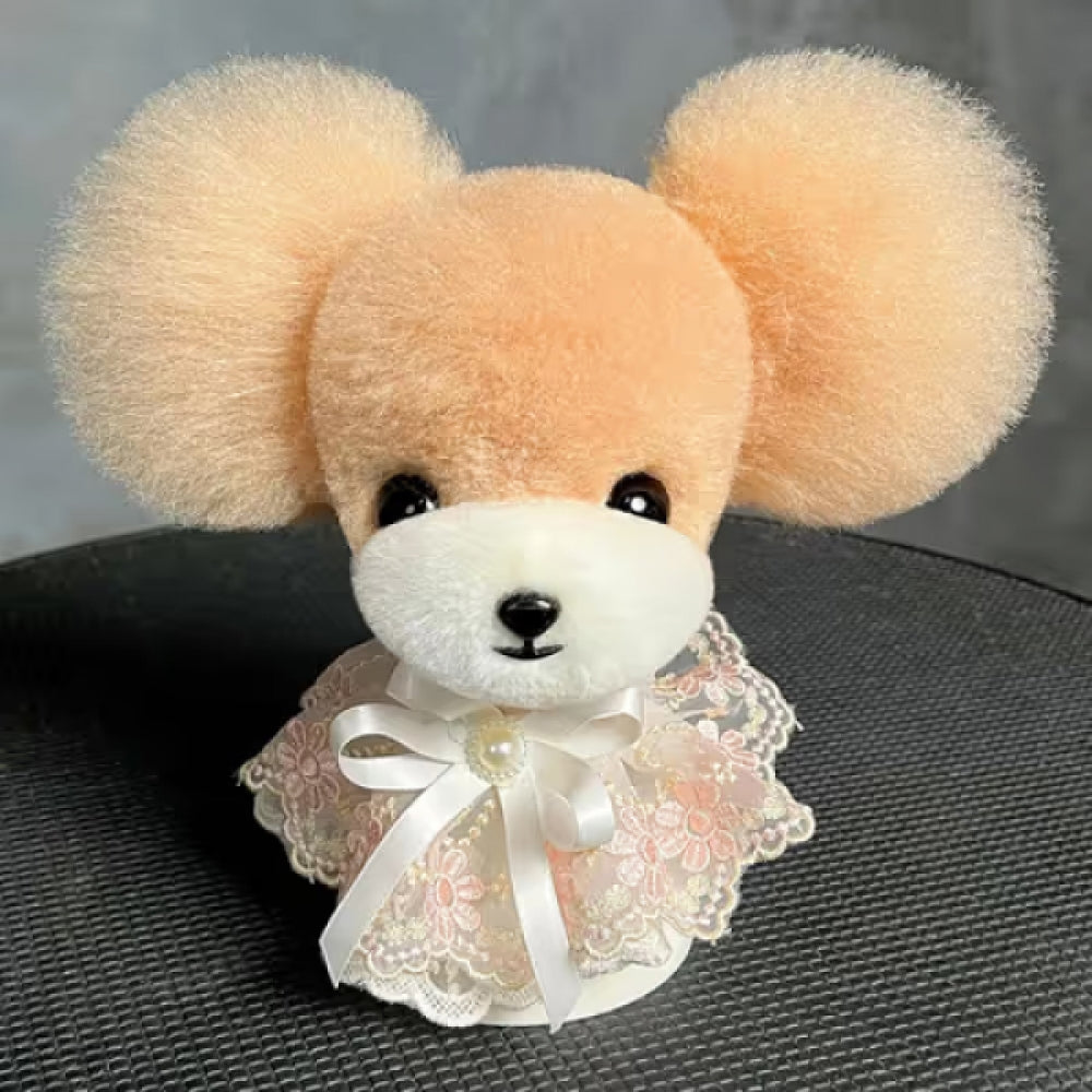Teddy head fur with standing ears, champagne with white muzzle