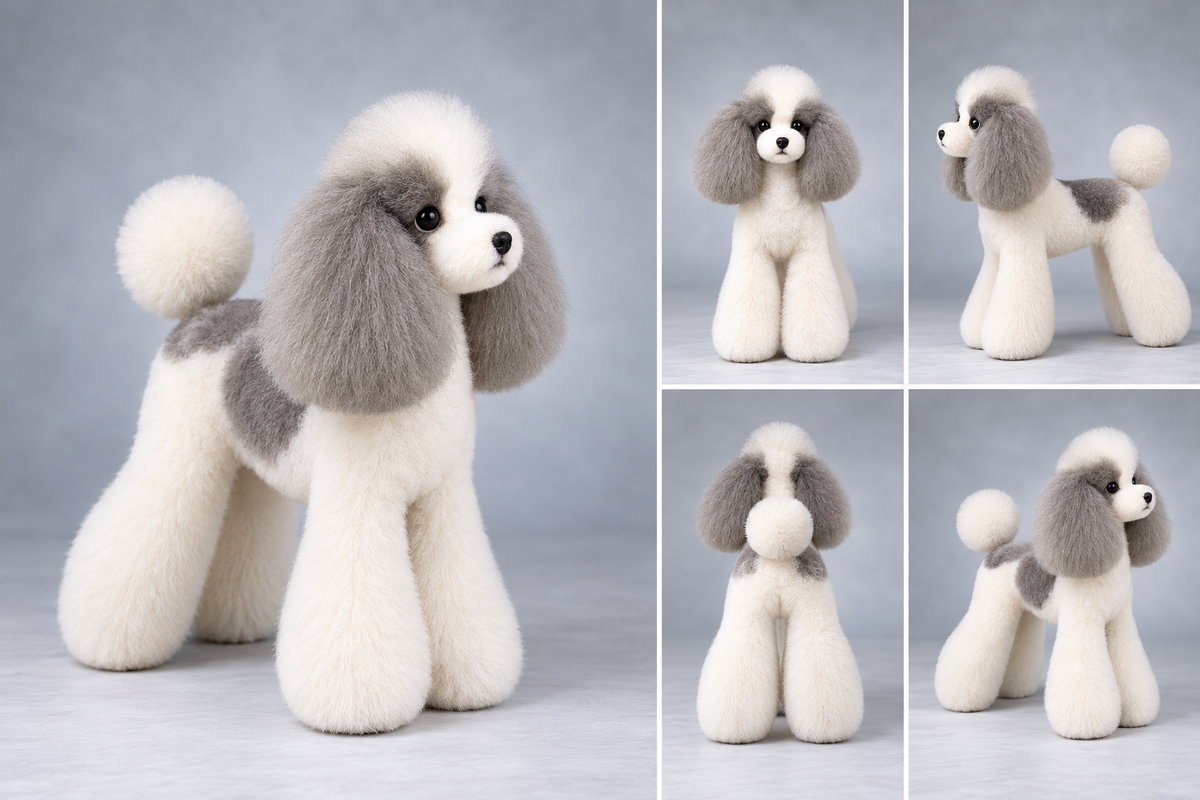 Teddy bear faux fur, white-grey